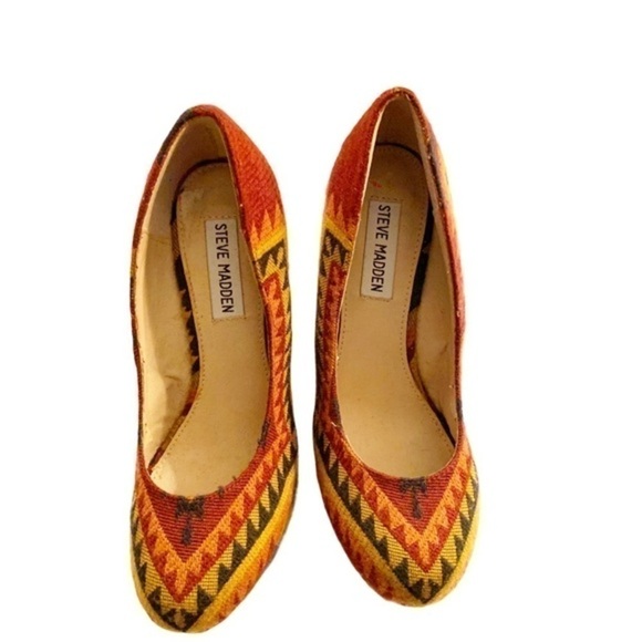 Steve Madden’s Pammyy-M – Aztec Multi color wedge tribal inspired versatile Sz 7 - Picture 6 of 11